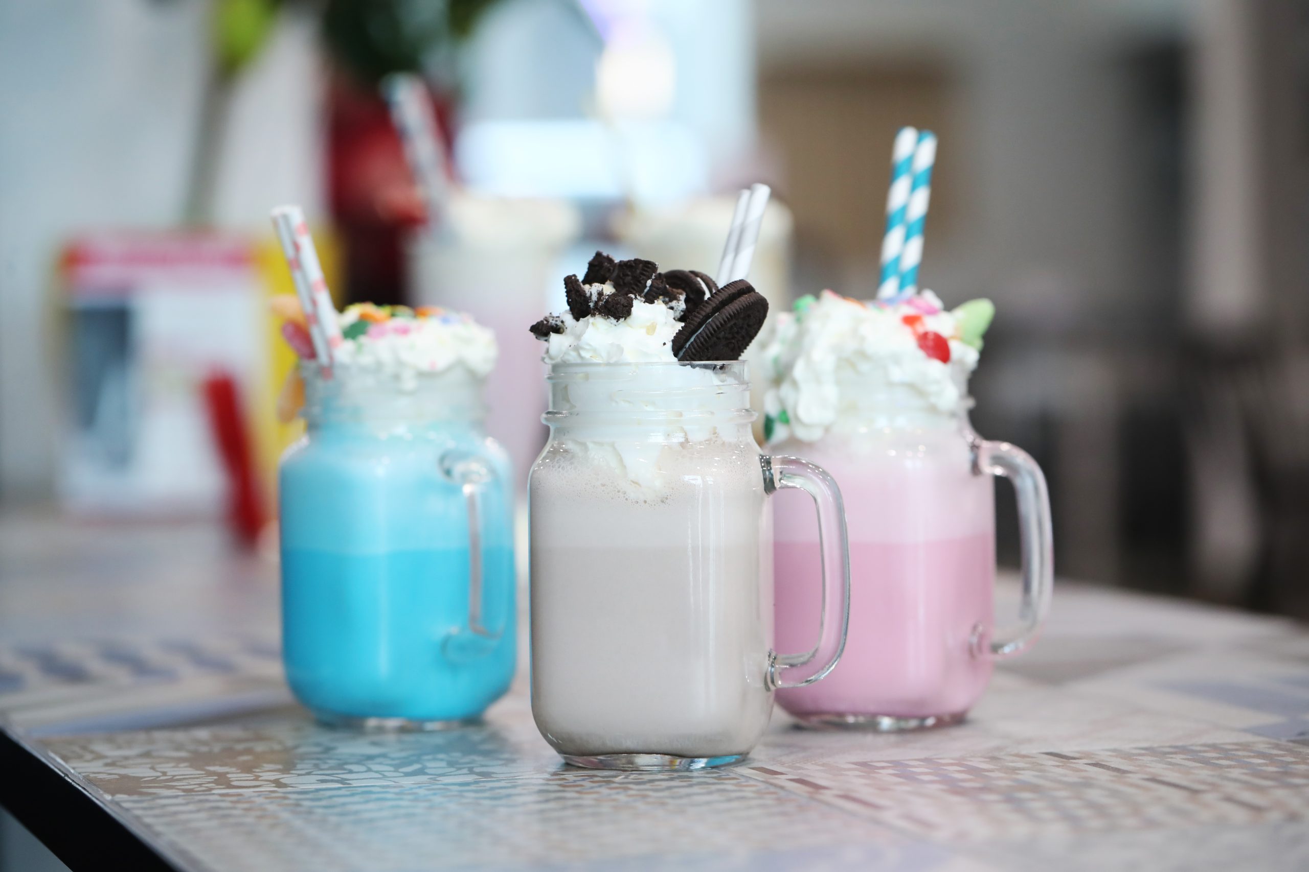 Delicious milkshakes on the table