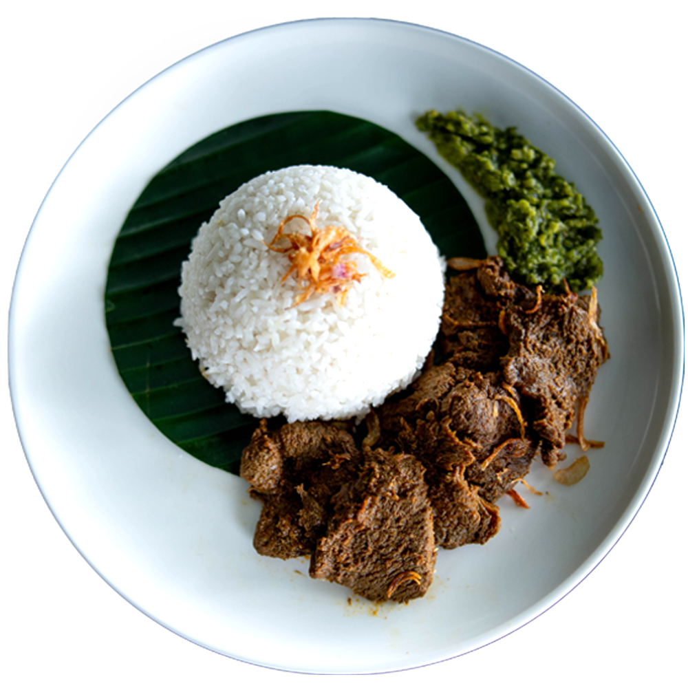 BEEF RENDANG (SERVED WITH RICE) <BR> 牛肉仁当